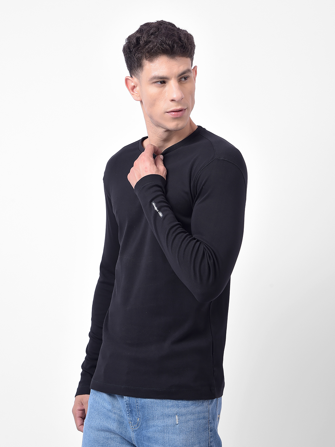 Numero Uno Men Black Crew Neck Slim Fit T-Shirt